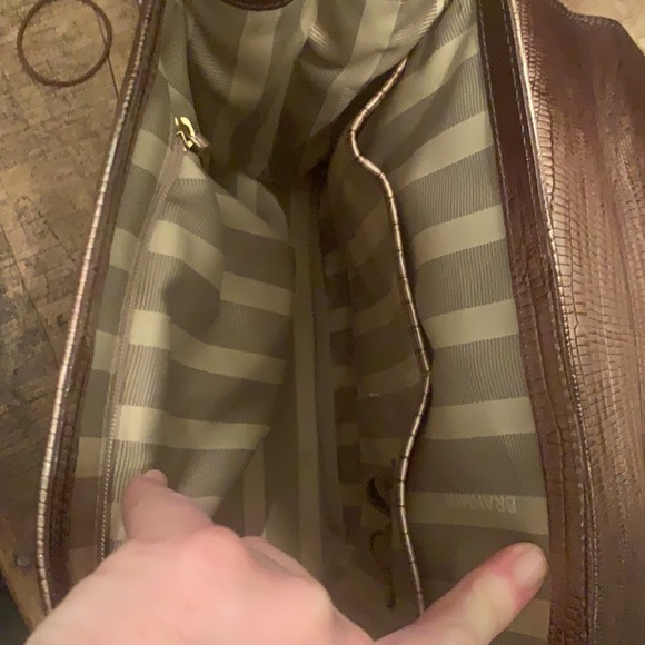 Brahmin Leather Satchel, Glossy taupe/brown. Retail $ 325. Excellent condition. - Picture 7 of 8